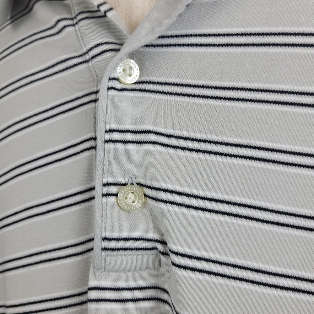Vintage 90s Hathaway Polo Shirt Mens XXL grey Pima Cotton stripes 3 three button - Picture 5 of 16
